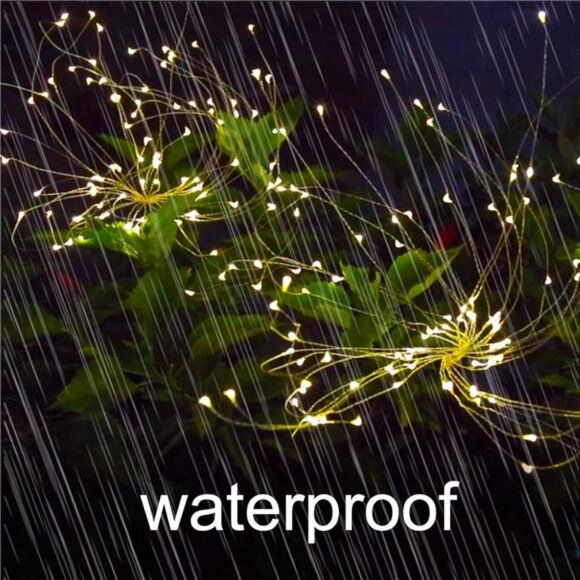 Solar Garden Lights Decor Waterproof 2 Pack Solar Firework 120 LED Fairy Lights - Picture 4 of 7